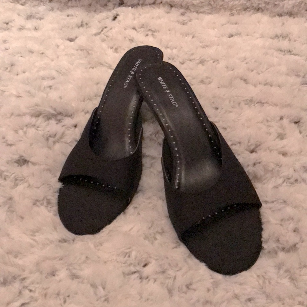 White Stag open toe heels